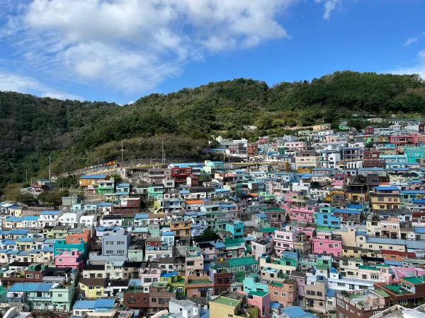 Colourful hillside houses in Gamcheon Culture Village, Busan