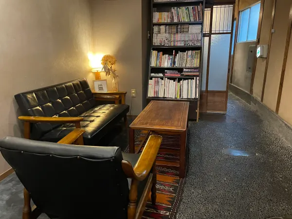 A quiet listening room with records and a turntable