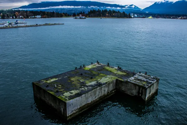 A small floating platform in the harbour