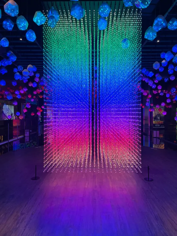 Rainbow colours filling a light installation